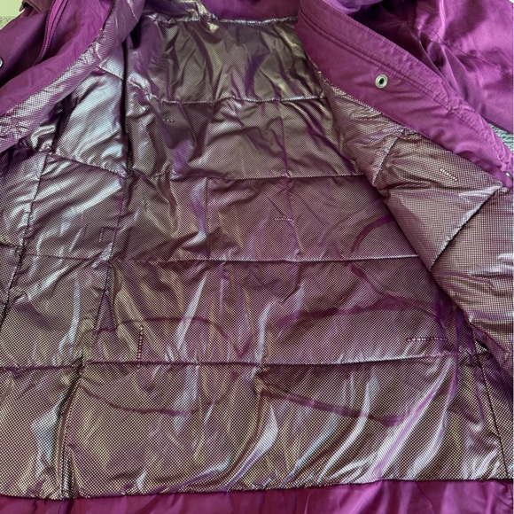 Columbia Purple Black Faux Fur Hooded Anorak Parka Winter Jacket Size Small - Picture 13 of 15
